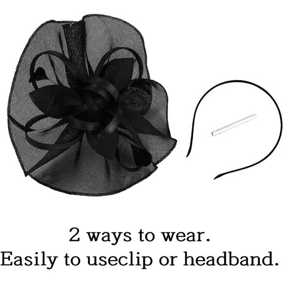 ? Poememgi Feather Headwear Women Black Fascinator Top Flower Church Cocktail main image 4